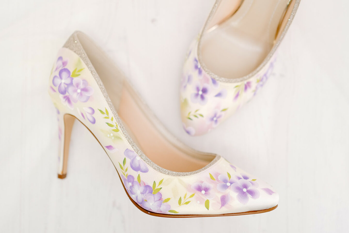 purple floral wedding shoes