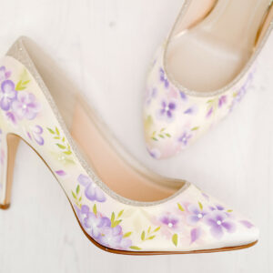 purple floral wedding shoes